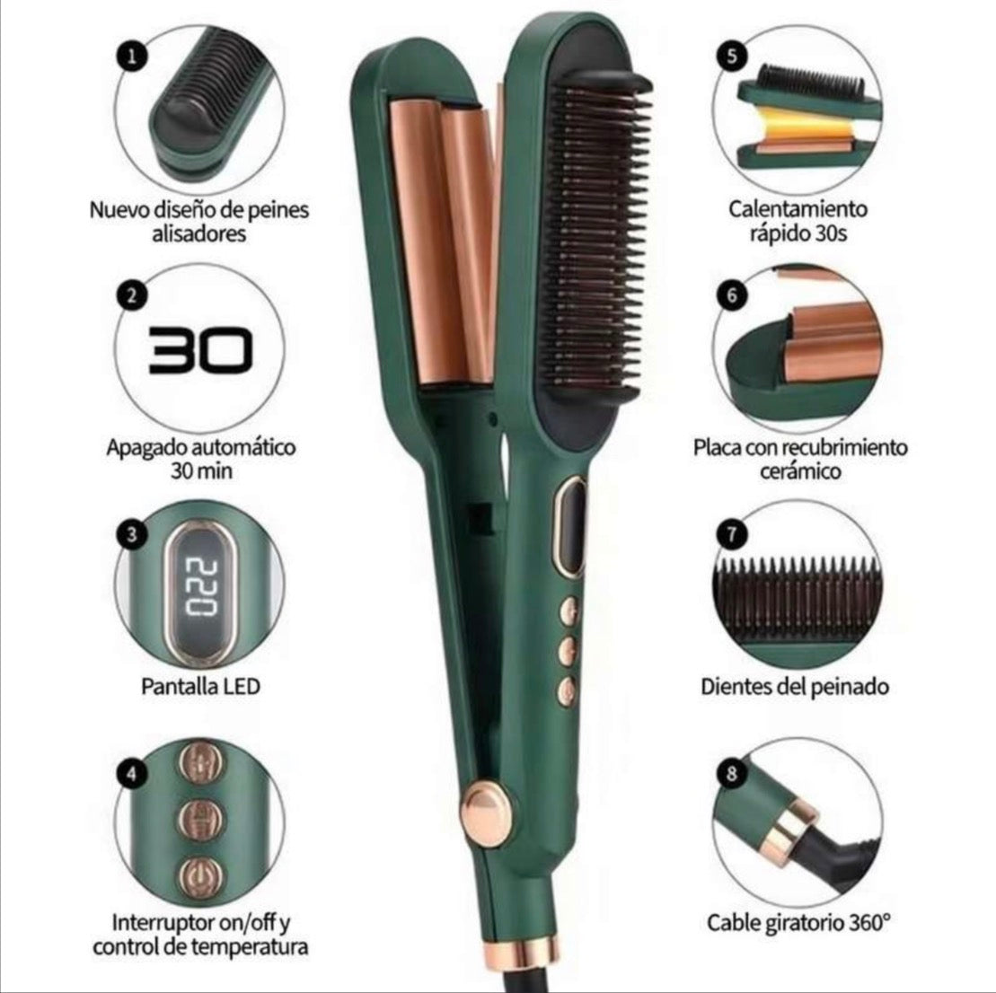 Cepillo plancha y ondulador 2 en 1